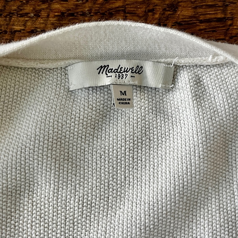 Madewell White and Navy Striped Cotton Cardigan Cotton Size Medium Nautical - Picture 3 of 9